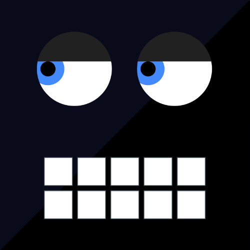 Logo for the RiddleRobot mobile game. Image of Eyezak the Puzzle Master.