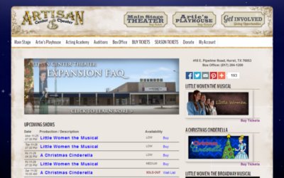 Screenshot of ArtisanCT.com, the Artisan Center Theater website.
