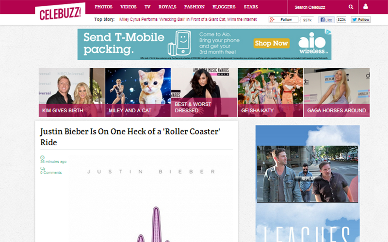 Screenshot of Celebuzz.com, top Celebrity News Site on the web!