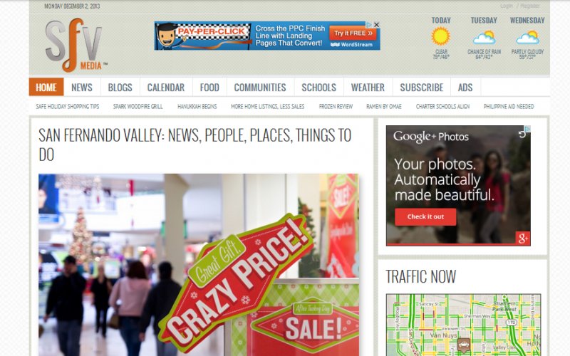 Screenshot of SFVMedia.com, the once leading source for all things San Fernando Valley news!