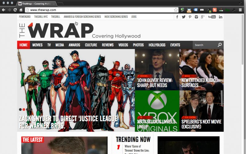 Screenshot of TheWrap.com, the world's leading industry news blog!